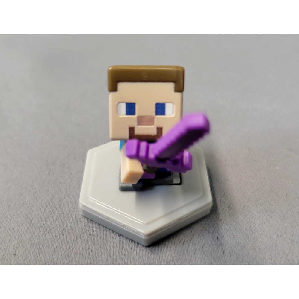 Minecraft Steve Mini Figure Purple Sword Mattel 2019 Hex Base GKT42 Figurine Toy